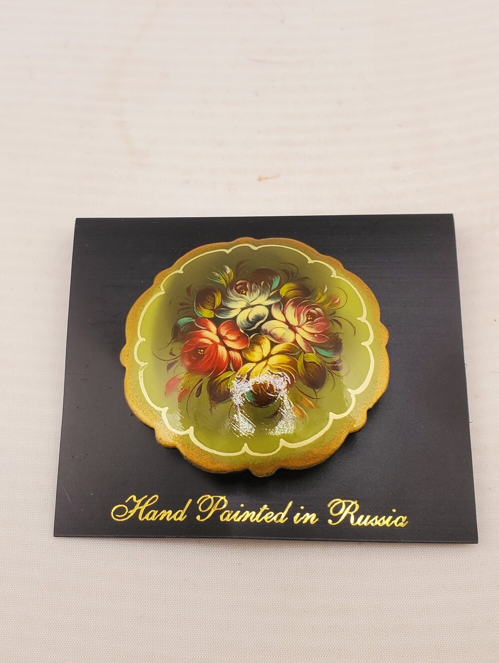 Hand Painted Russian Floral Brooch